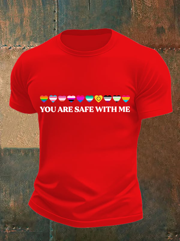 Men's YOU ARE SAFE WITH ME Print T-Shirt