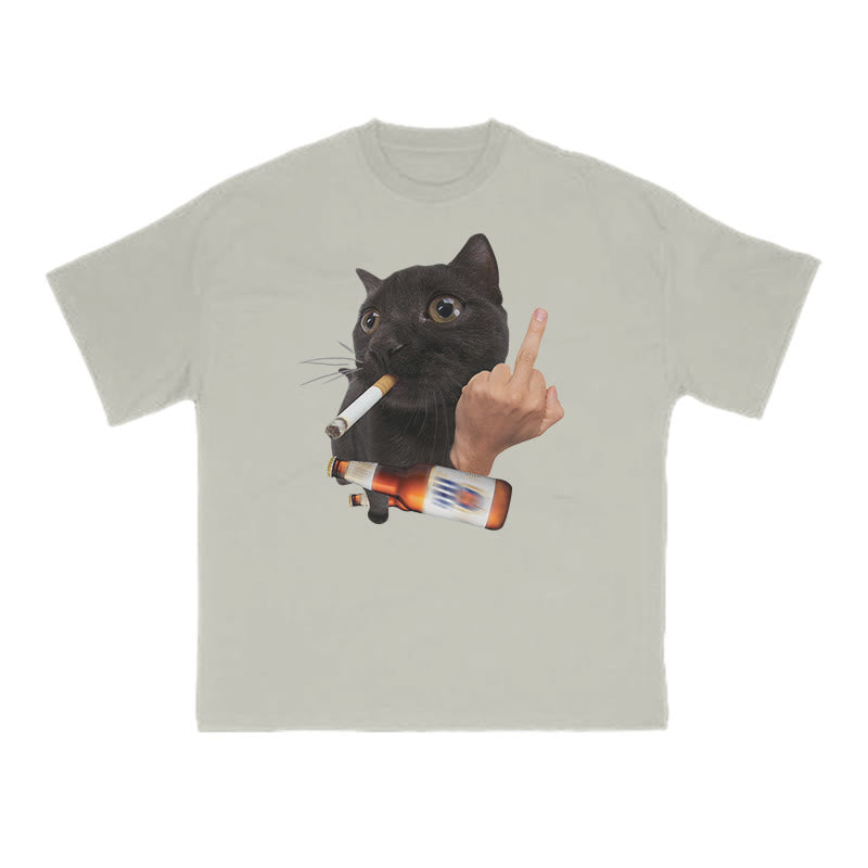 Dope Ass Black Cat Print T-shirt