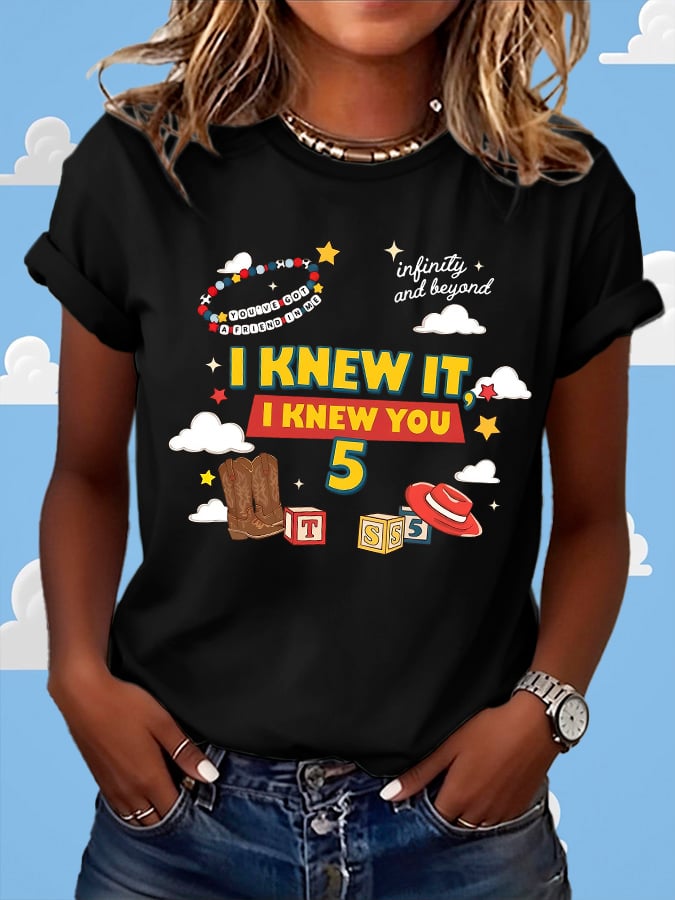Retro I Knew It Print T-Shirt