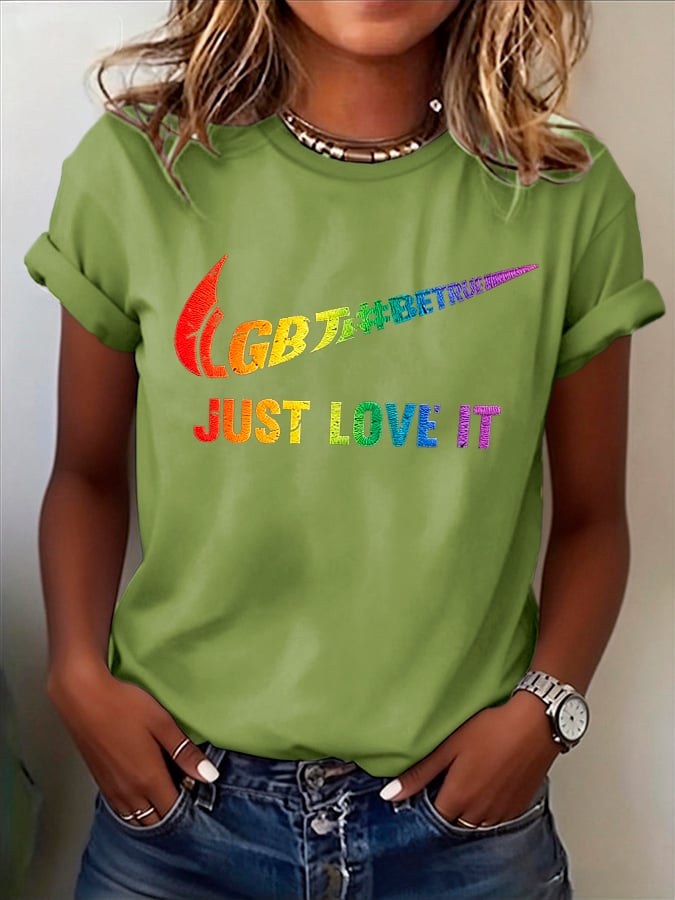 Retro Pride Parade Be True Just Love It Print T-Shirt
