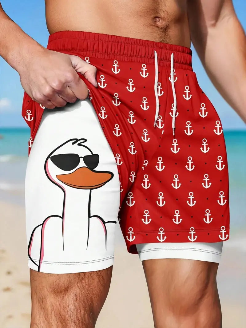 Men's 2-in-1 Quick-Dry Beach Shorts