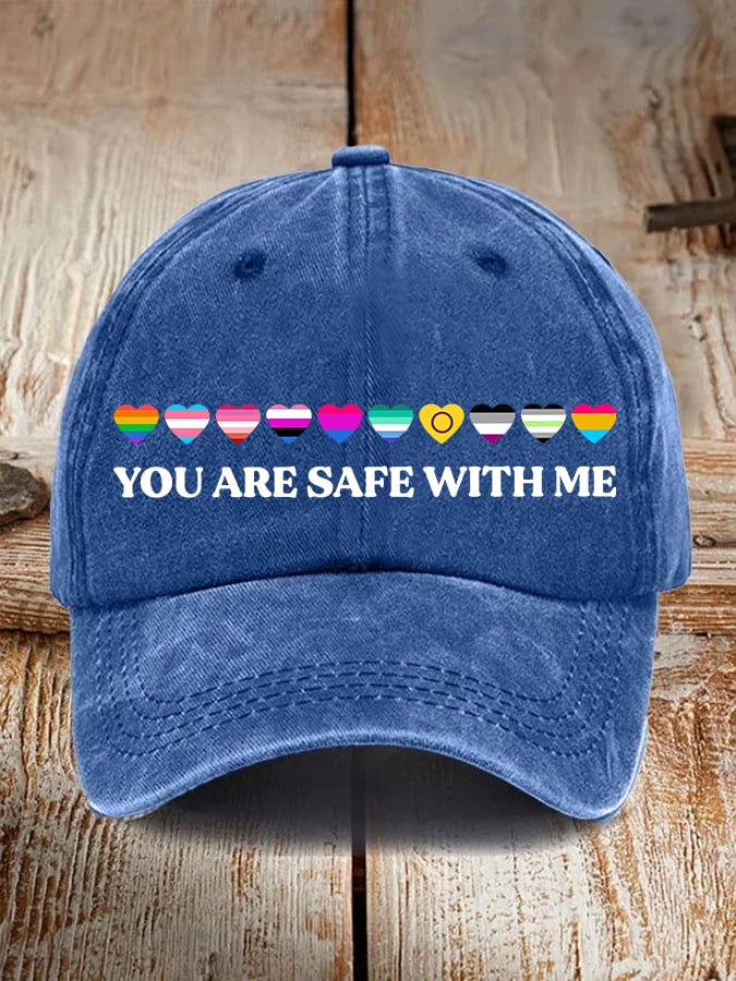Unisex  YOU ARE SAFE WITH ME Print  Cap