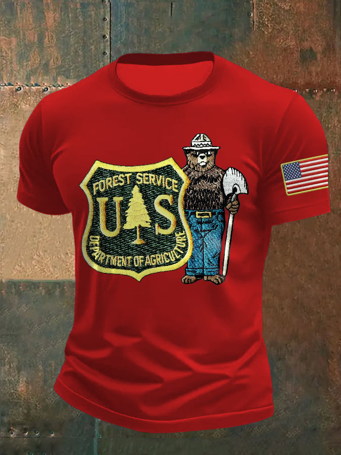 Men's Retro Save The Forest Service Print T-Shirt
