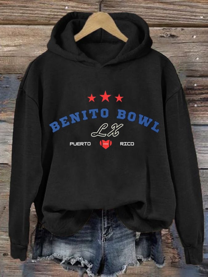 Retro Puerto Rico Print Hoodie