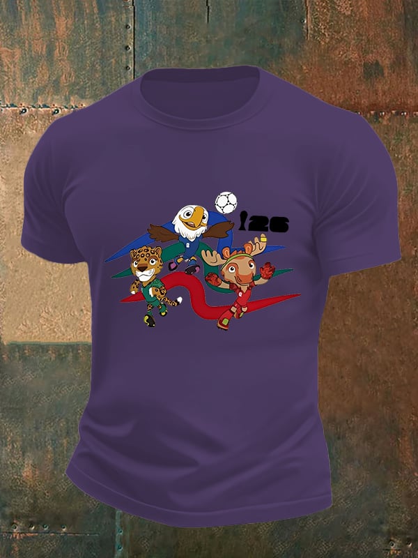 Men's  2026 World Cup Soccer Mascot printed  T-shirt