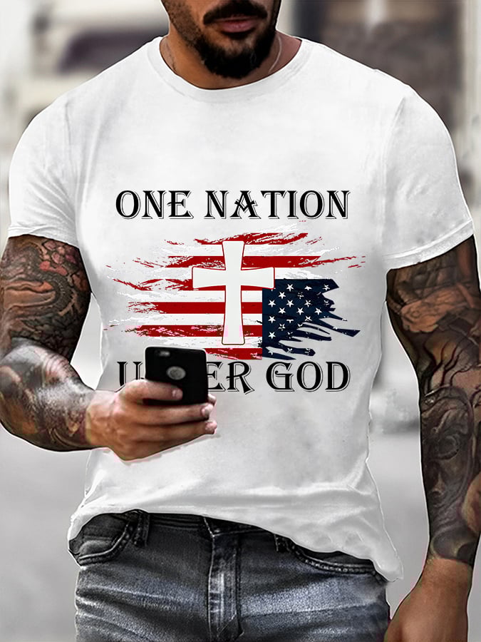 Men's casual faith graphic print short-sleeved T-shirt