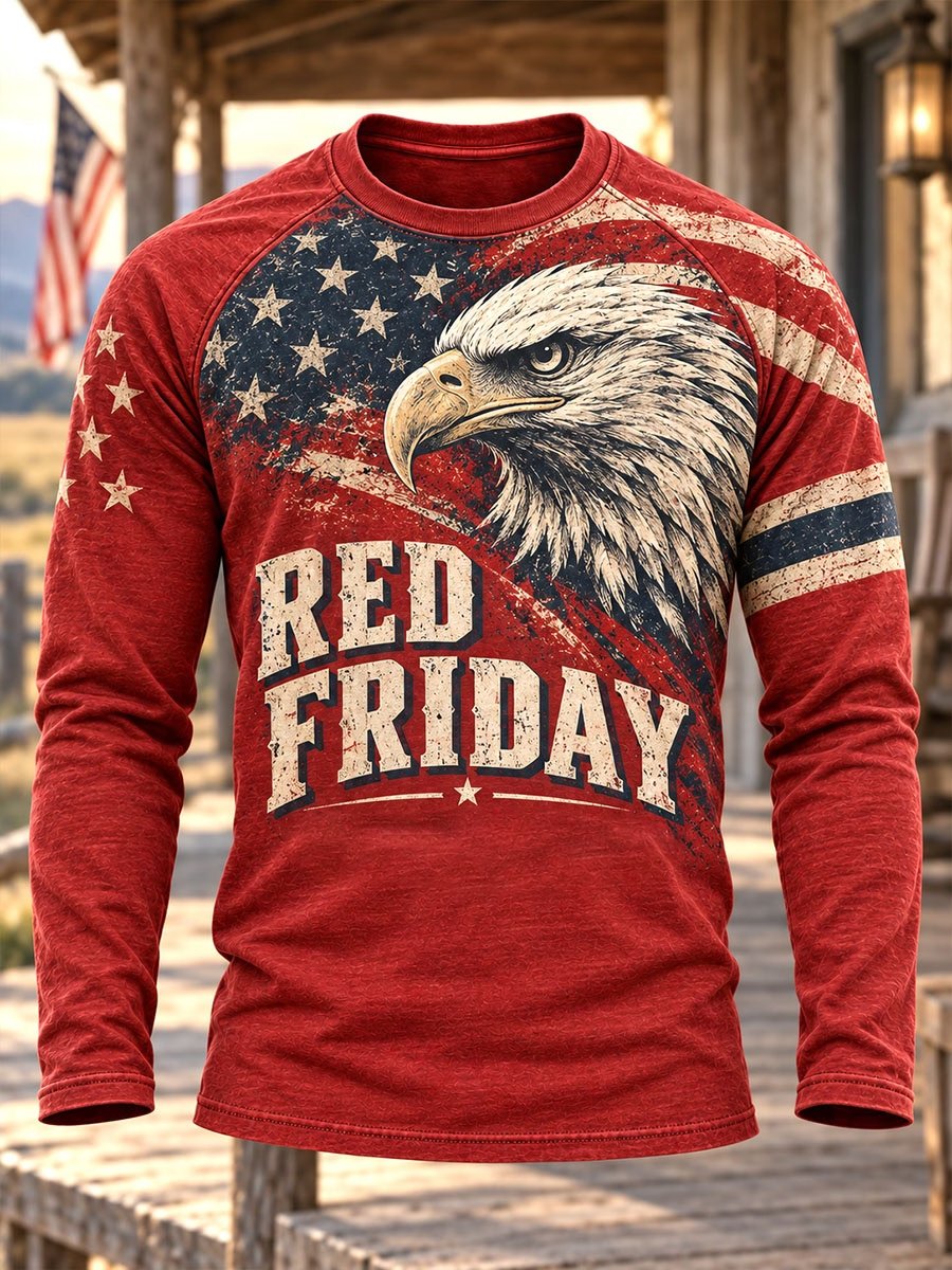 RED Friday Cross & Dog Tags Long-Sleeve T-Shirt