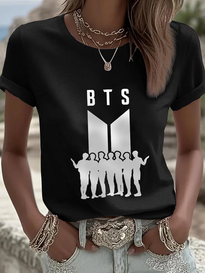 Women's BTS Fan Print Short-Sleeve T-Shirt