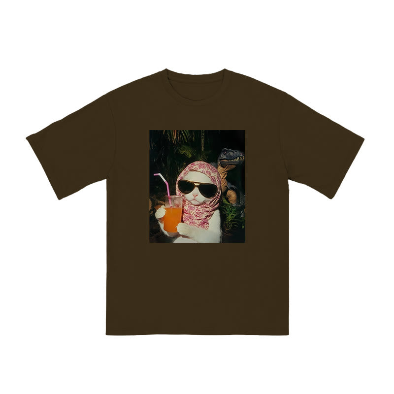 Unisex Holiday Cat Print T-shirt