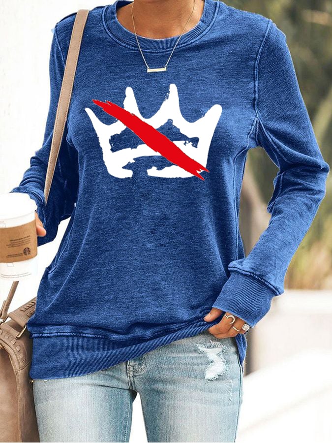Women's Retro No Kings Print Sweatshirt