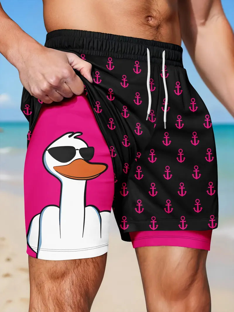 Men's 2-in-1 Quick-Dry Beach Shorts