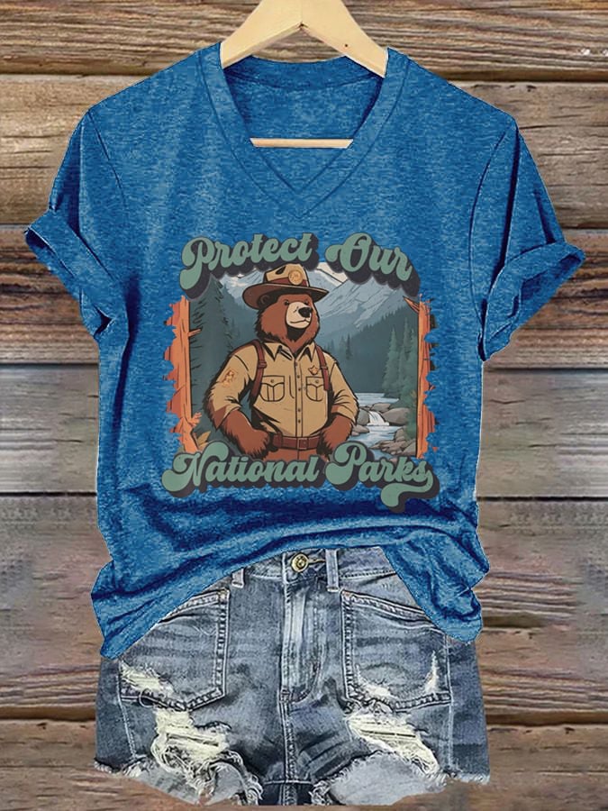 Women's National Park Print Casual T-Shirt