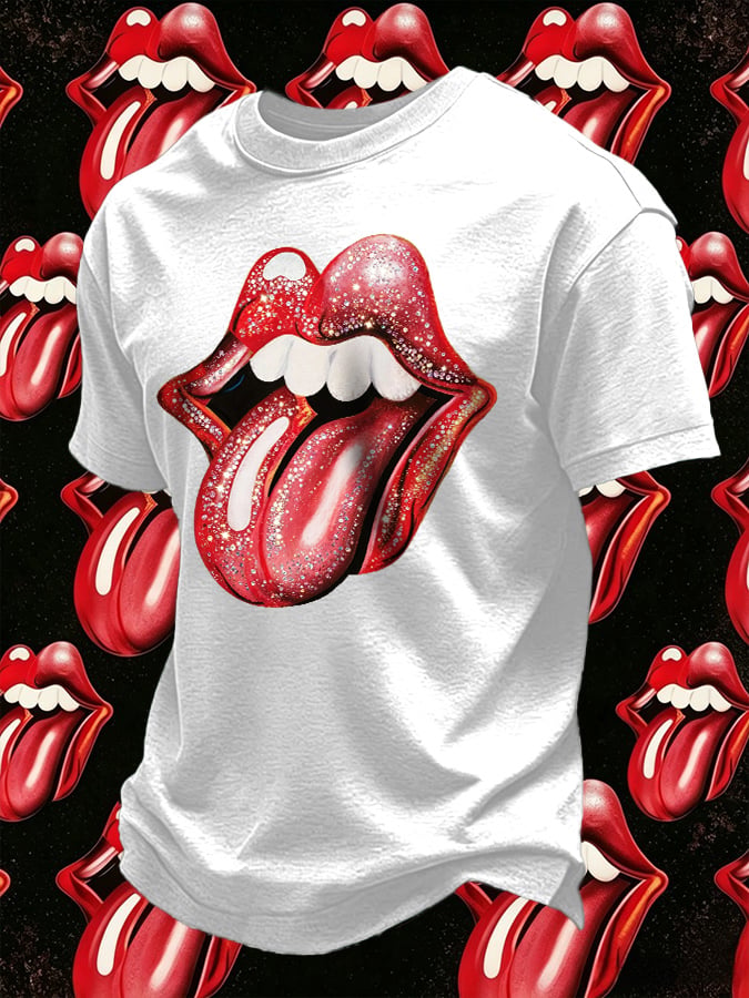 Men's Retro Foreign Tongues Print T-Shirt