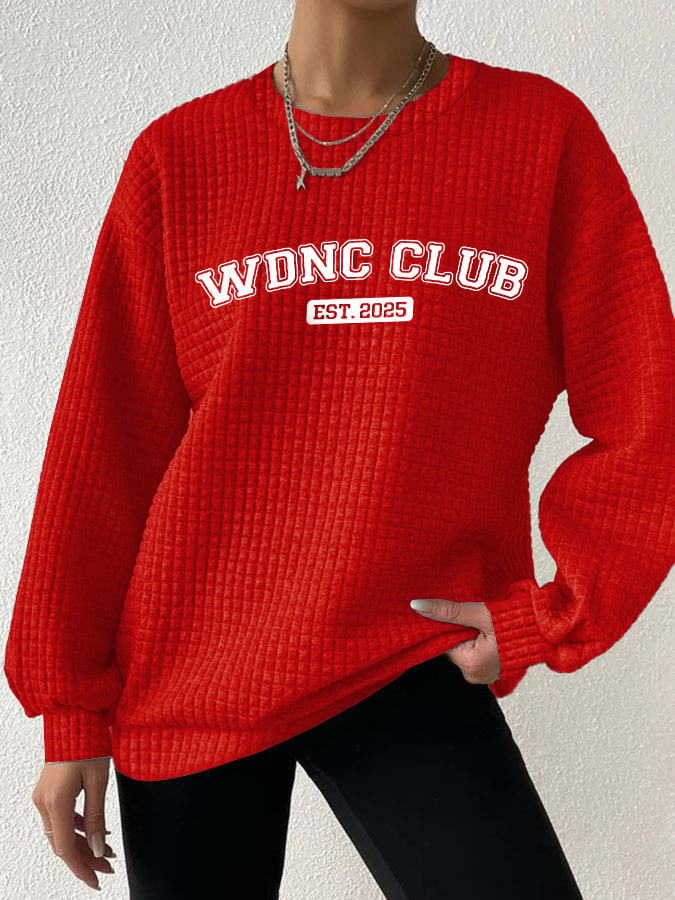Retro Funny Funny WDNC Club Est. 2026 Menopause Perimenopause Print Textured Sweatshirt