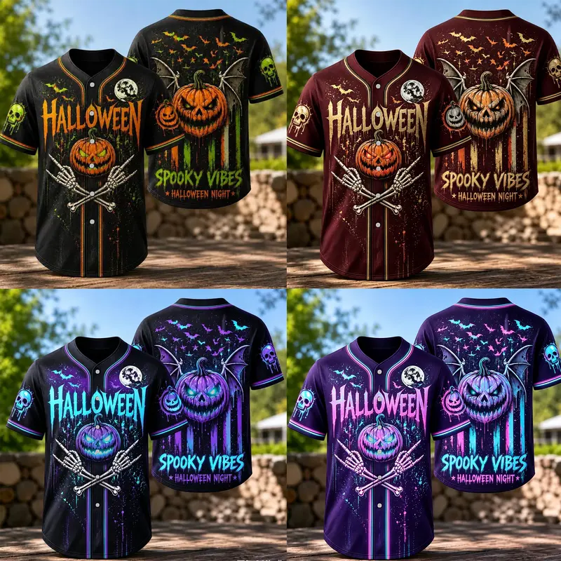 Unisex Spooky Vibes Halloween Baseball Jersey