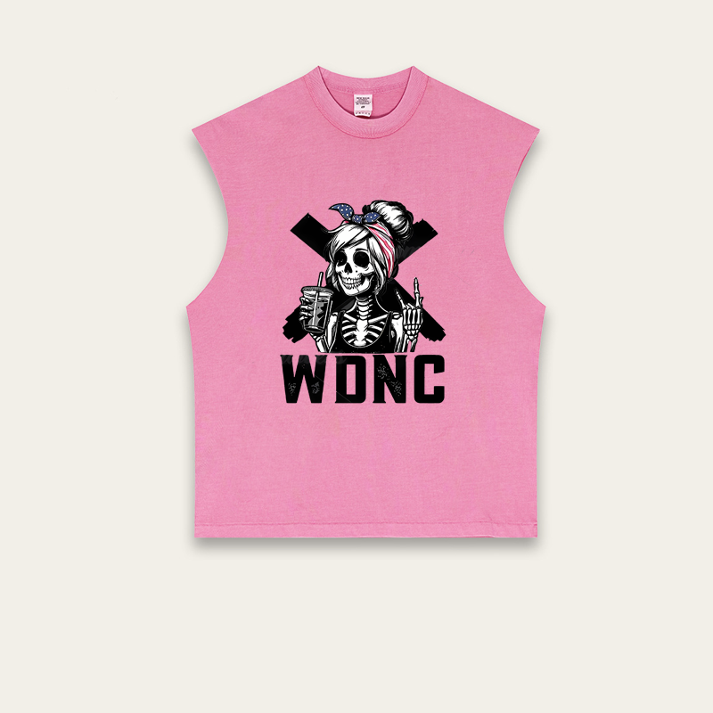 Retro and fun WDNC menopause/perimenopause printed sleeveless top