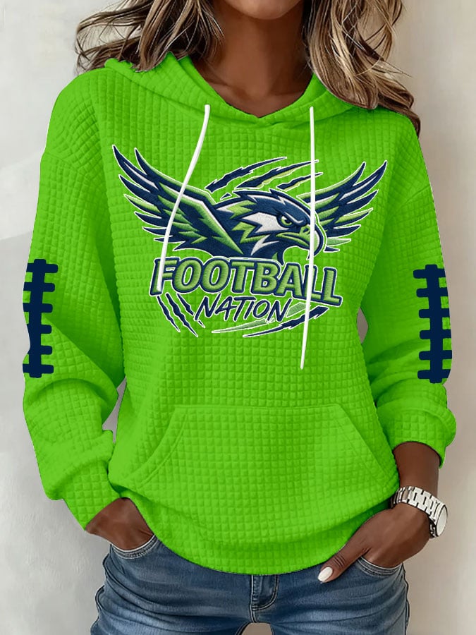 Women's Football Print Hoodie Sweatshirt