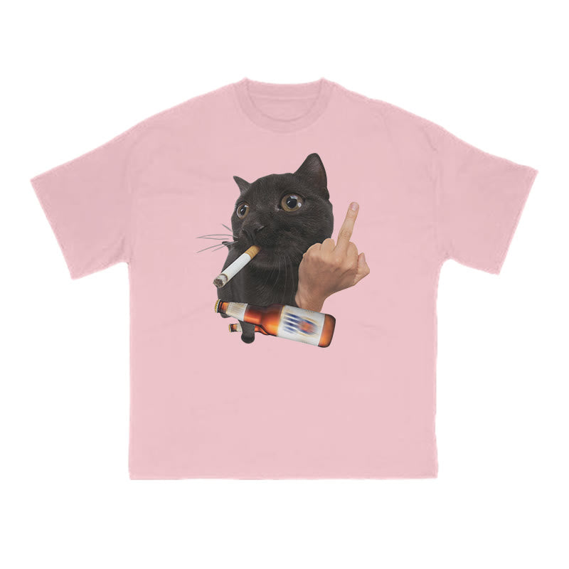 Dope Ass Black Cat Print T-shirt