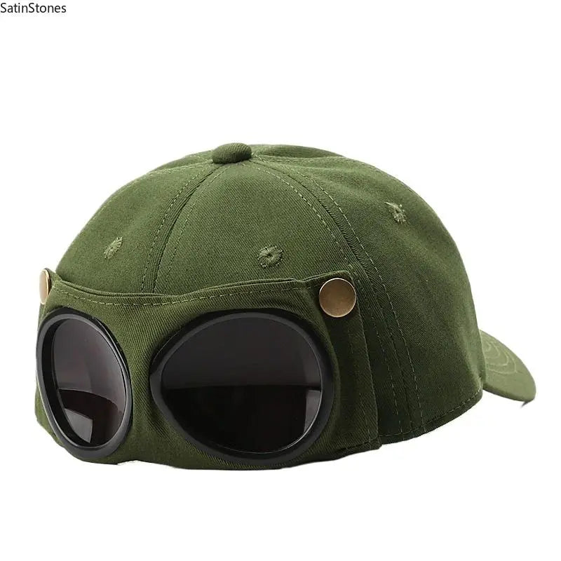 Unisex Style Pilot Baseball Cap Curved Visor Casual Style, Sunshade