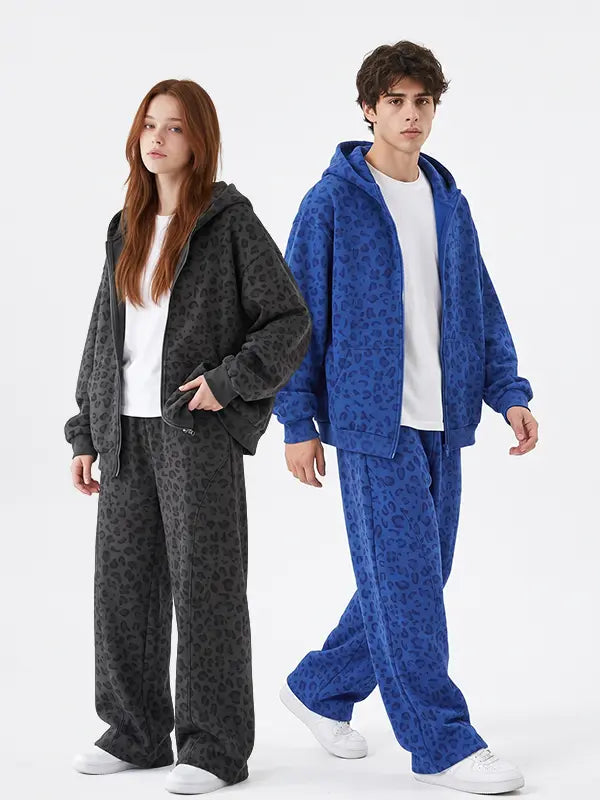 🐆 Unisex Leopard Print Tracksuit Set – Hoodie & Sweatpants, Multiple Colors 🔥