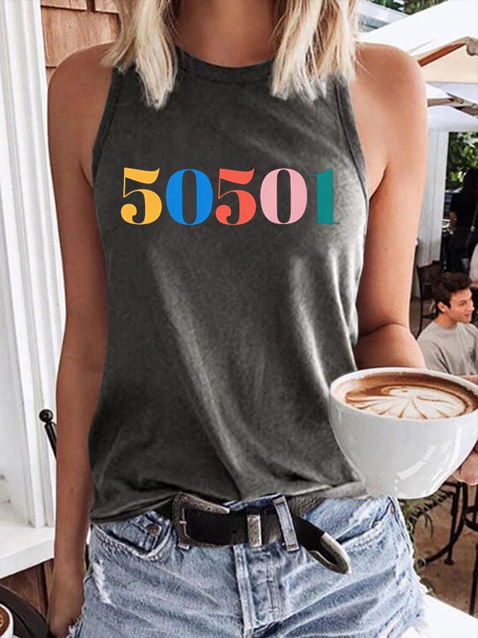Women's 50 Protests 50 States 1 Movement Print Crew Neck Tank Top