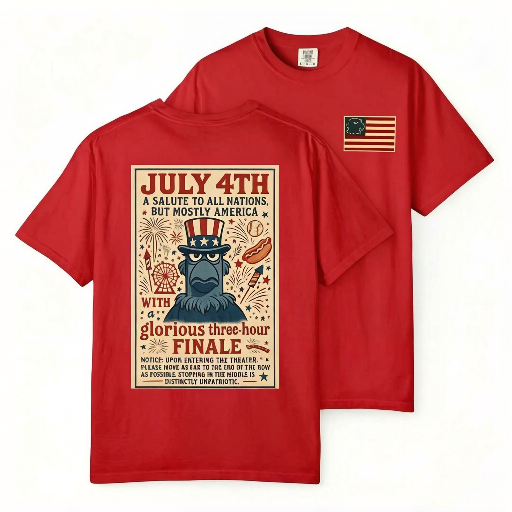 Unisex Patriotic Eagle July 4th Fireworks Celebration Casual Cotton Fabric T-Shirt