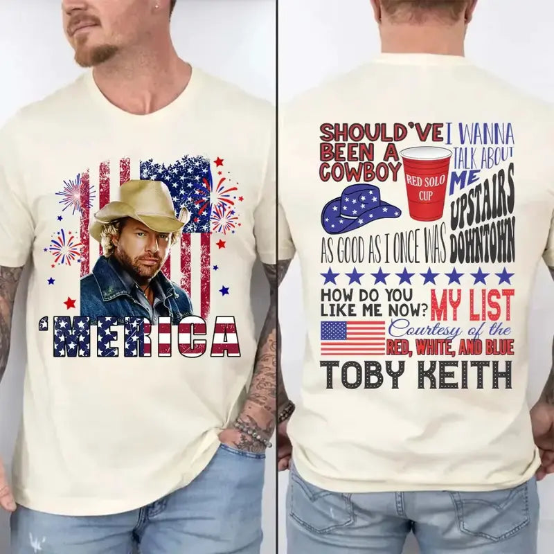 Men's Patriotic Toby Courtesy of the Red White and Blue T-Shirt