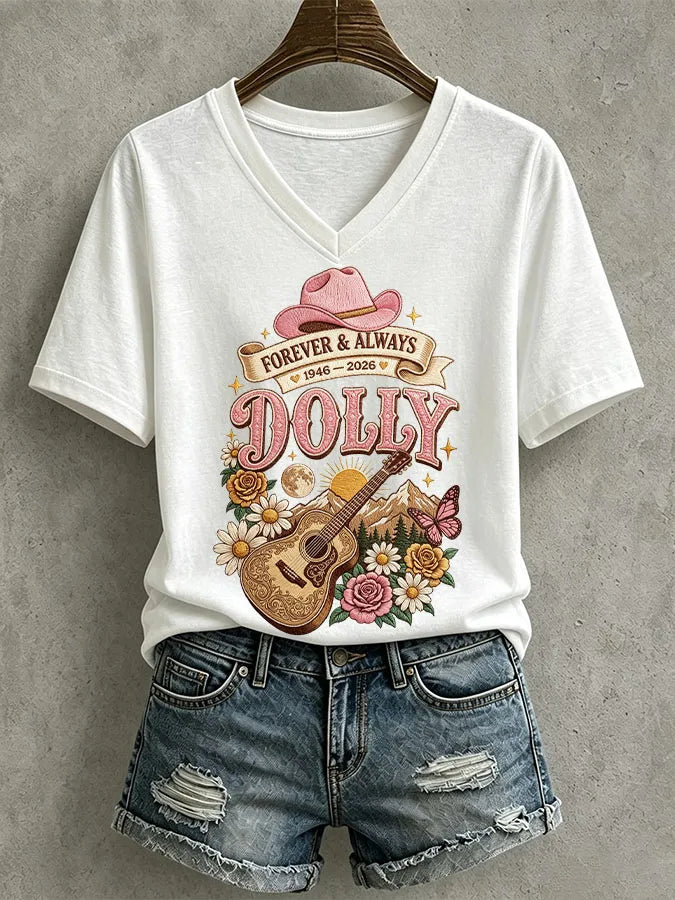 Women's Country Music Legend Tribute Print Casual T-shirt