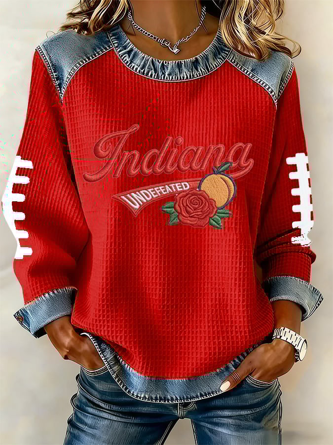 Women's rugby print long-sleeved sweatshirt