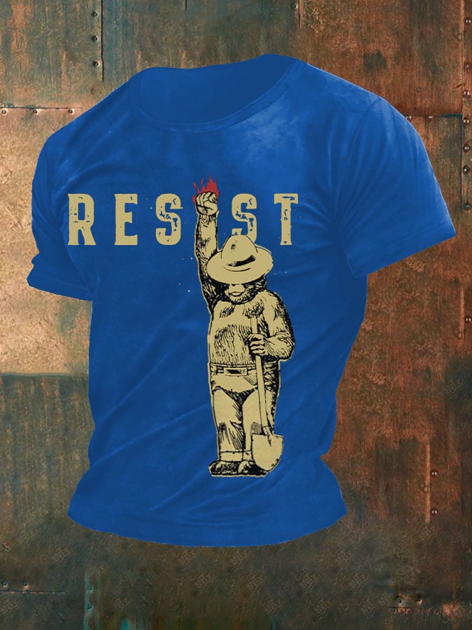 Men's Support National Parks Printed Round Neck T-Shirt