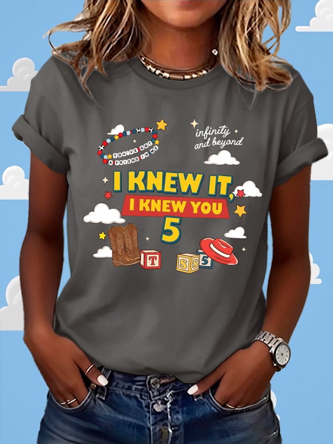 Retro I Knew It Print T-Shirt