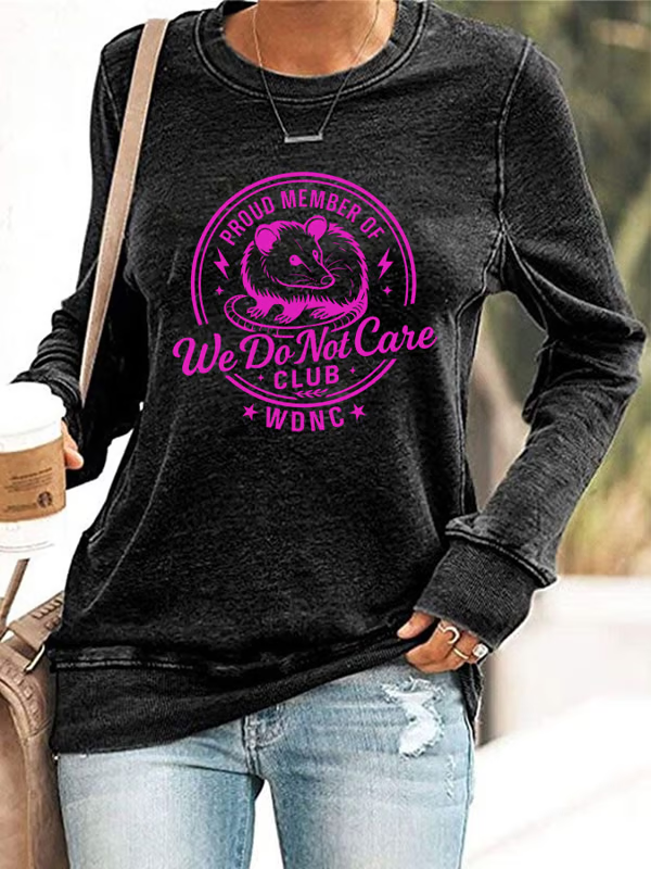 Women's Retro Funny Proud Member Of Club We Do Not Care Menopause Perimenopause Print Knitted Tops