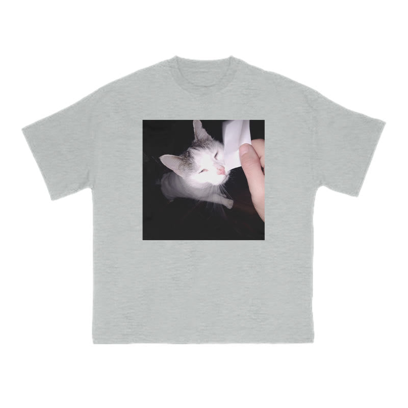 Unisex Provocative Cat Print T-shirt