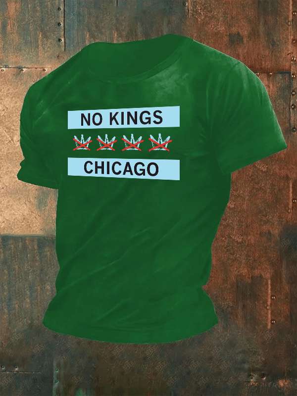 Men's  No Kings Chicago Flag Print  T-Shirt