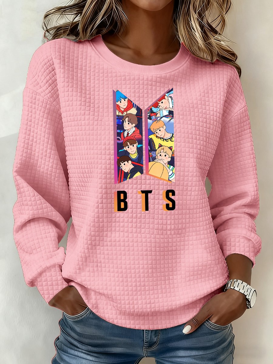 Women's K-pop Printed Long-Sleeve Sweatshirt