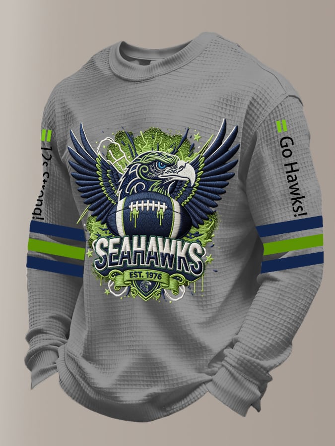 Men's Retro Football Print Casual Long-Sleeved Top