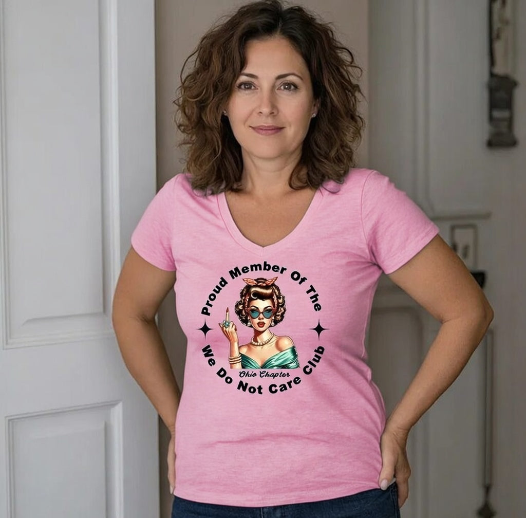 V-Neck Retro Funny Proud Member Of  We Do Not Care Menopause Perimenopause Print T-Shirt