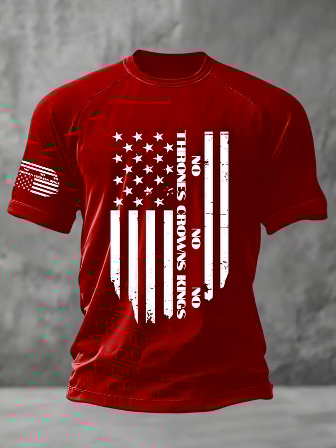 Men's No Thrones No Crowns No Kings Print Round Neck T-Shirt