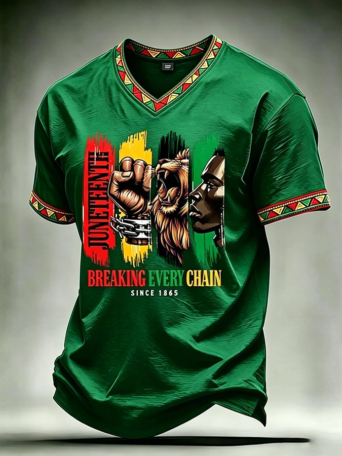 Men's Juneteenth Breaking Every Chain We Rise Printed Casual T-shirt