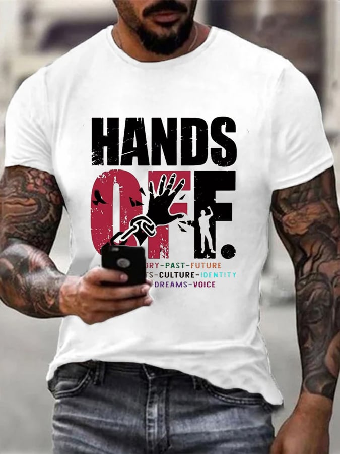 Men's Hands Off Protest Print T-Shirt