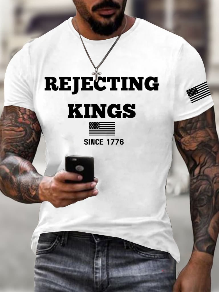 Men's No Kings In America Printed Casual T-shirt