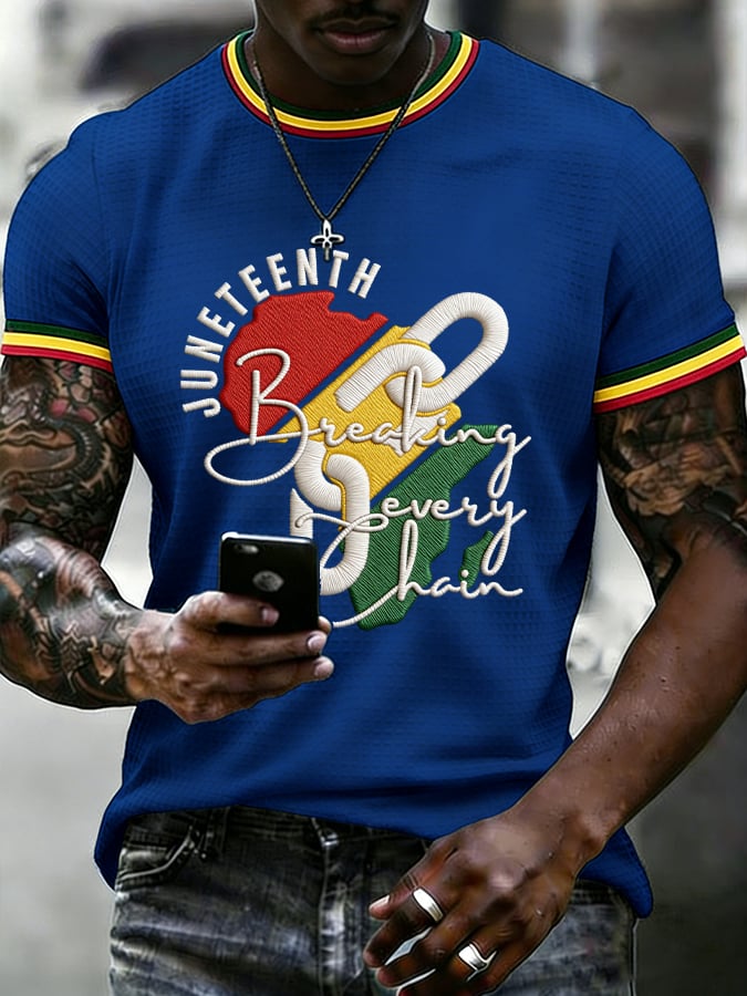 Men's Juneteenth Breaking Every Chain Printed Casual T-shirt