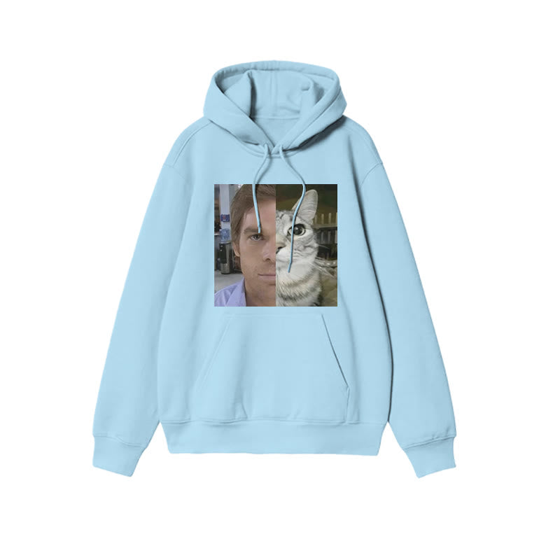 Unisex Patchwork Cat Print Hoodie