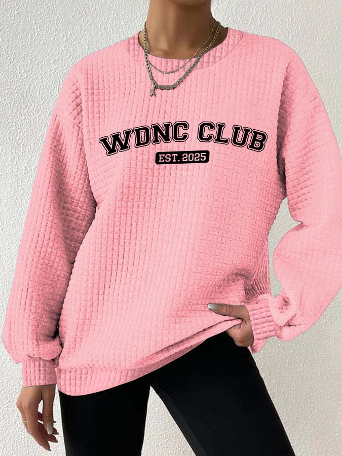 Retro Funny Funny WDNC Club Est. 2026 Menopause Perimenopause Print Textured Sweatshirt