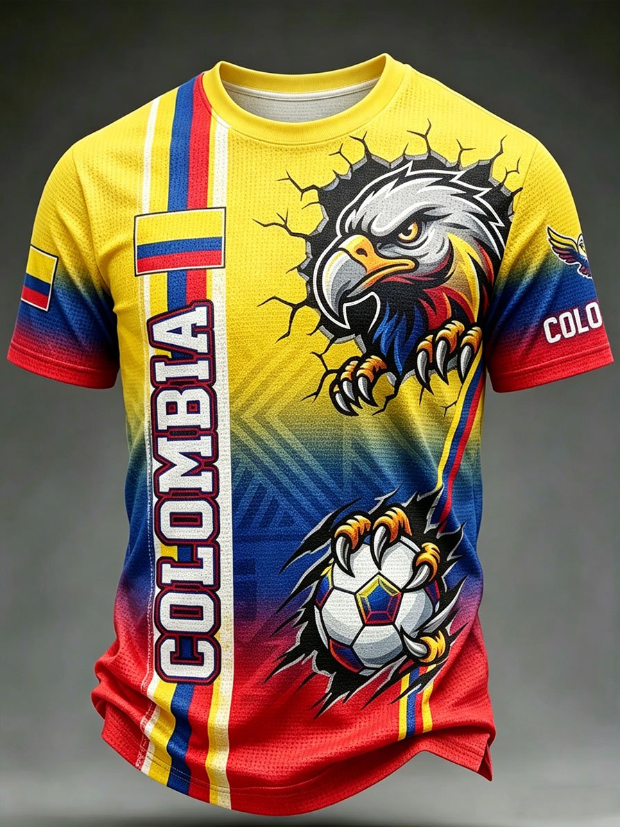 Men's Colombia Football Fan Waffle-Knit Crewneck T-Shirt