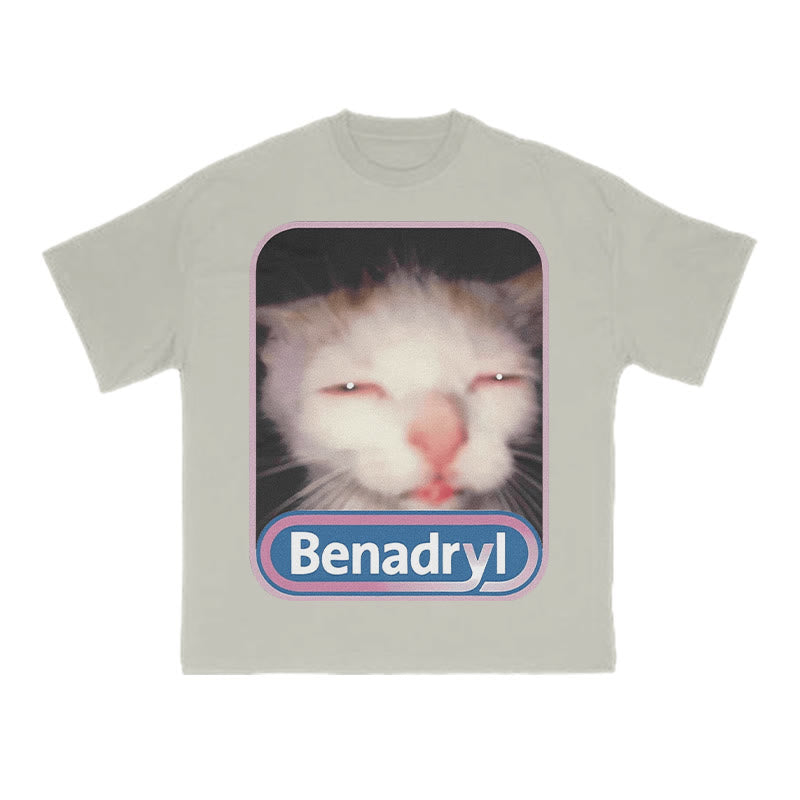 Unisex Benadryl Meme Cat Art Print T-shirt