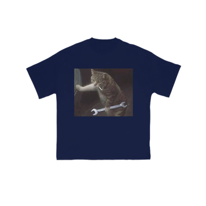 Unisex 100% Overlord Cat Print T-shirt