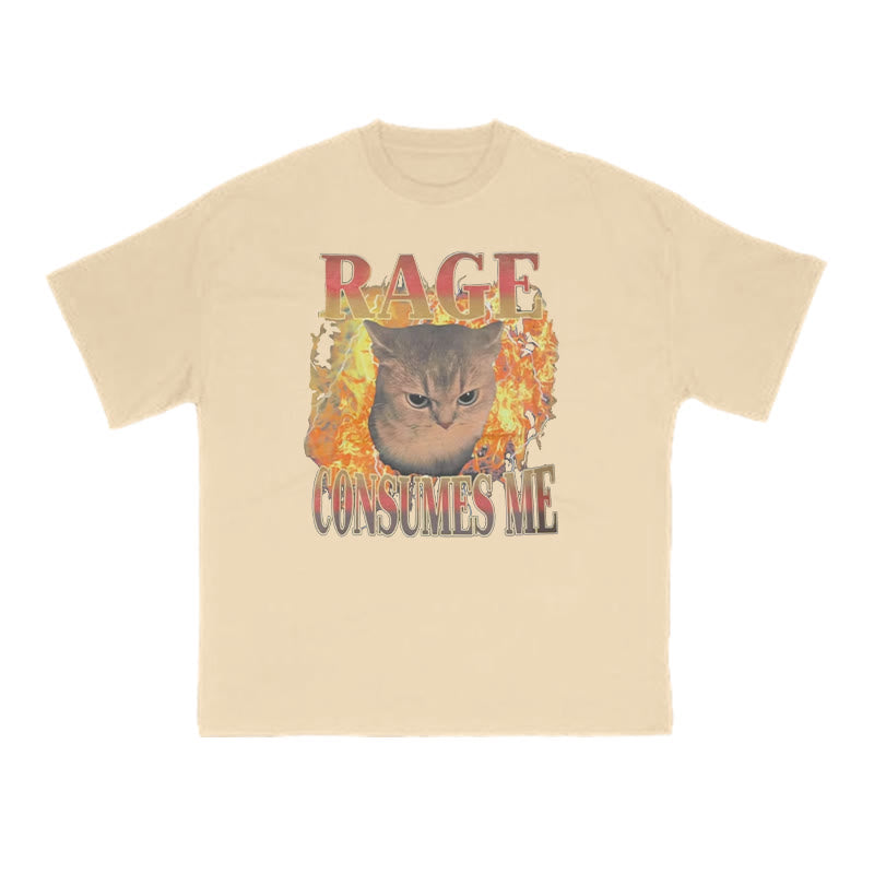 Rage Consumes Me Meme Cat Print T-shirt