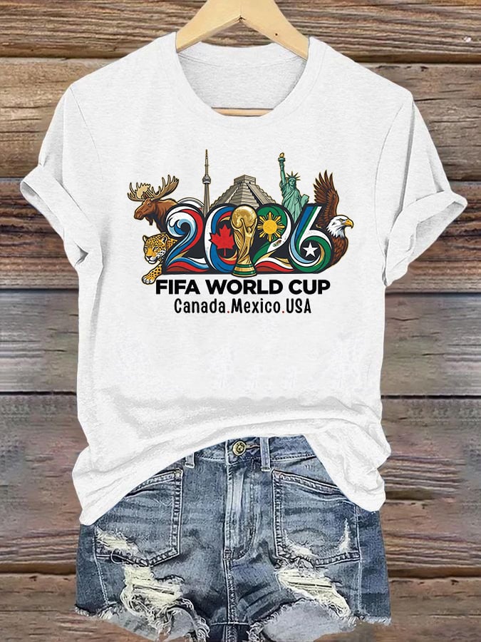 Women's  2026 Canada Mexico Usa Football T-shirt