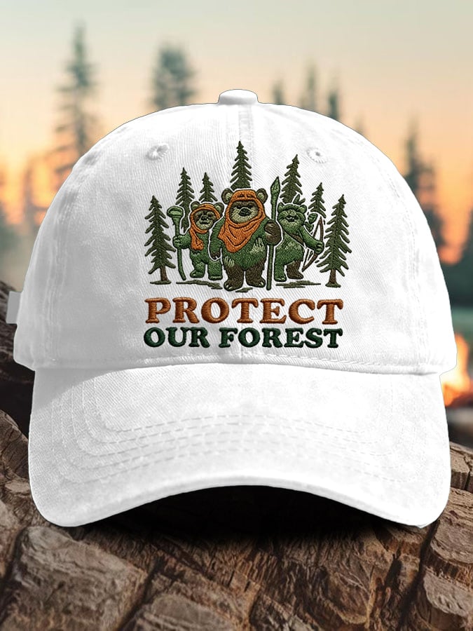 Retro Protect Our Forest Print Baseball Cap
